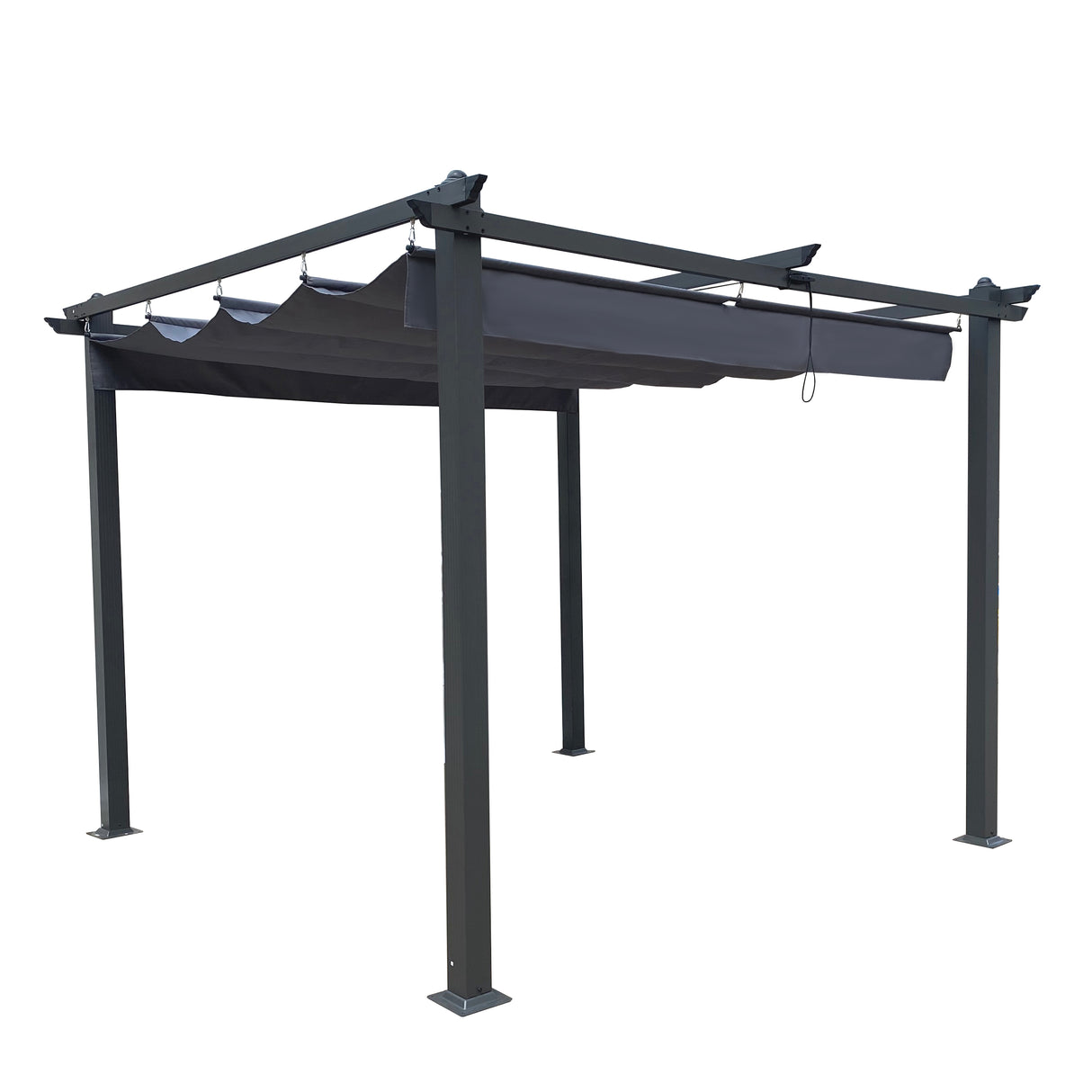 10x10 Ft Outdoor Patio Retractable Pergola With Canopy Sunshelter Pergola for Gardens,Terraces,Backyard,Gray - V.I.P Digital Presence