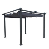10x10 Ft Outdoor Patio Retractable Pergola With Canopy Sunshelter Pergola for Gardens,Terraces,Backyard,Gray - V.I.P Digital Presence