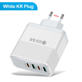 4-in-1 2USB+2PD mobile charger, tablet plug, super fast charging multi port plug