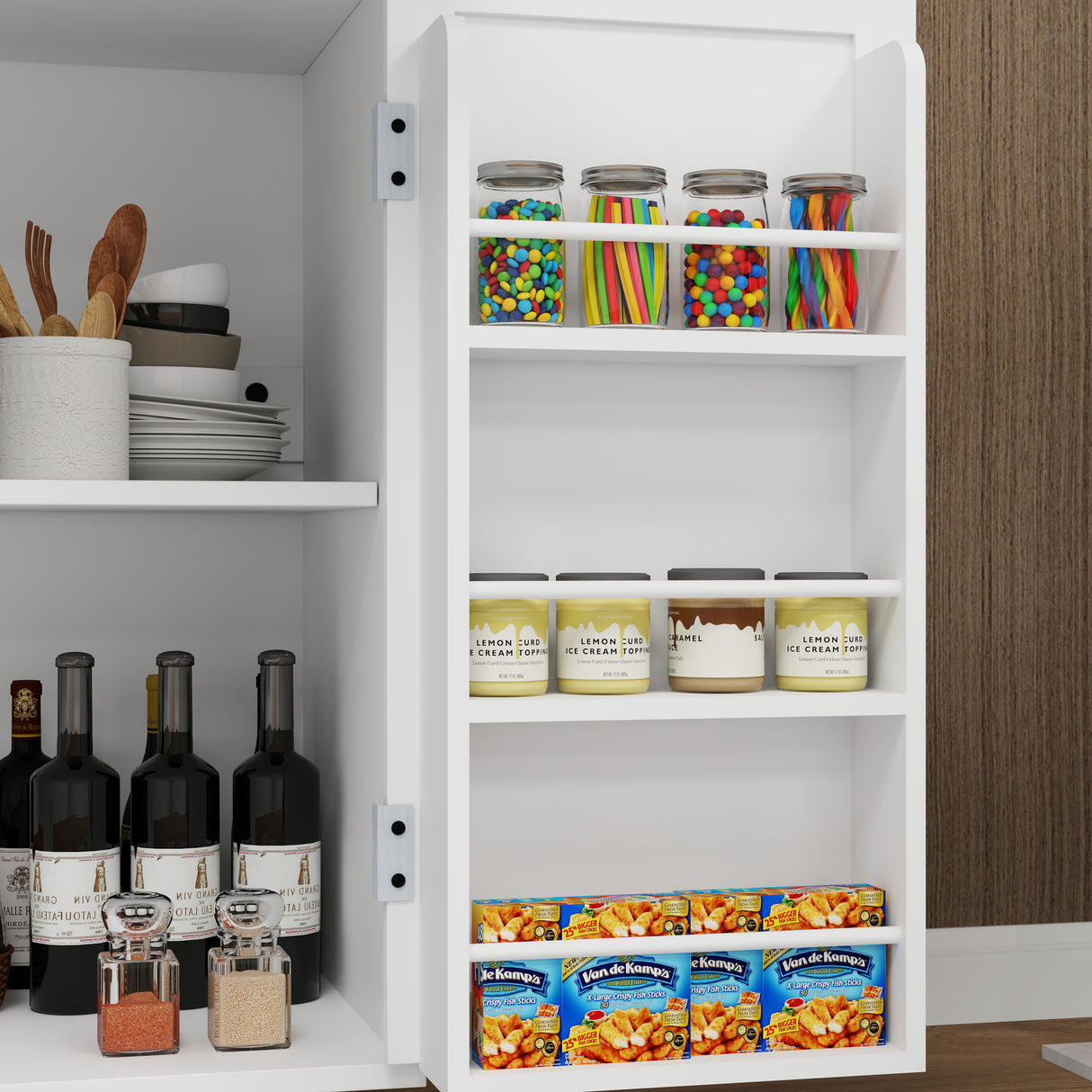 Kitchen island rolling trolley cart with 1 drawer & 2 doors with storage racks & Adjustable Shelves & towel rack - V.I.P Digital Presence