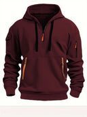 Half zip hoodie hooded sweatshirt with multiple pockets zipper pullover for men's sports and casual sweatshirt for men - V.I.P Digital Presence