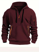 Half zip hoodie hooded sweatshirt with multiple pockets zipper pullover for men's sports and casual sweatshirt for men - V.I.P Digital Presence