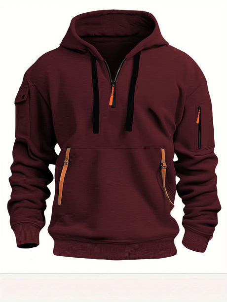 Half zip hoodie hooded sweatshirt with multiple pockets zipper pullover for men's sports and casual sweatshirt for men - V.I.P Digital Presence