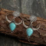 Artificial Turquoise Alloy Cow Head Earrings - V.I.P Digital Presence