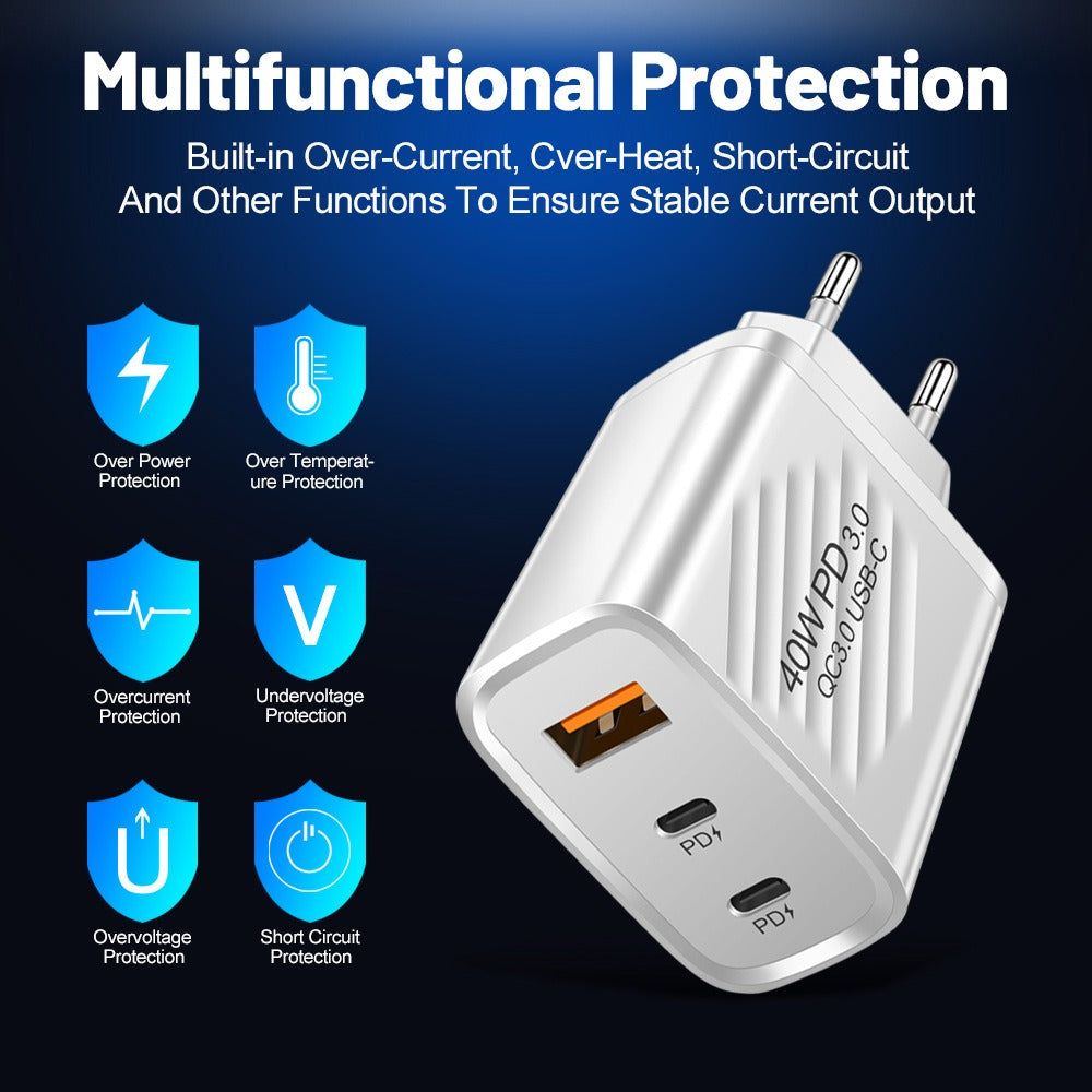 Puerto estándar de carga rápida dual PD+USB TYPEC de 40 W