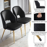 Black Velvet Dining Chairs with Metal Legs and Hollow Back Upholstered Dining Chairs Set of 4 - V.I.P Digital Presence