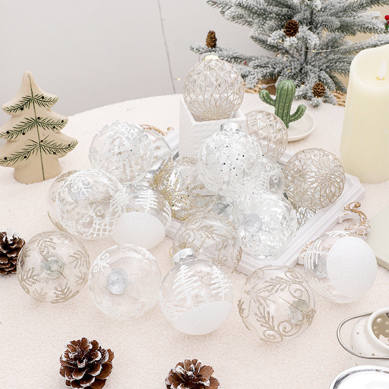 Christmas decorations 8cm/9PCS transparent PET painted Christmas ball gift box set Christmas tree pendant - V.I.P Digital Presence