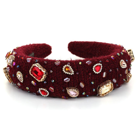 Heavy Industry Baroque Crystal Hair Hoop Women's Handmade Sewn Water Diamond Sponge Head Hoop Headpiece - V.I.P Digital Presence