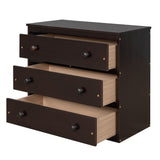 Low Study Full Loft Bed with Cabinet Shelves and Rolling Portable Desk Multiple Functions Bed- Espresso