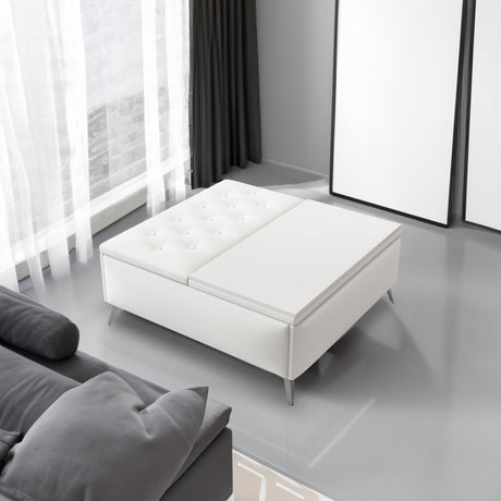 35 inch Wide Square storage benches Coffee Table with Lift Top Oversized Storage Ottoman in Upholstered for Living Room - V.I.P Digital Presence