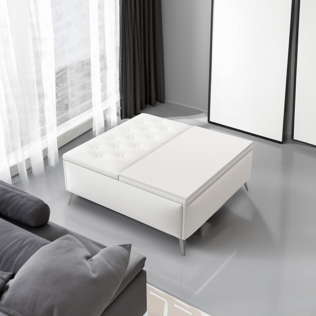 35 inch Wide Square storage benches Coffee Table with Lift Top Oversized Storage Ottoman in Upholstered for Living Room - V.I.P Digital Presence