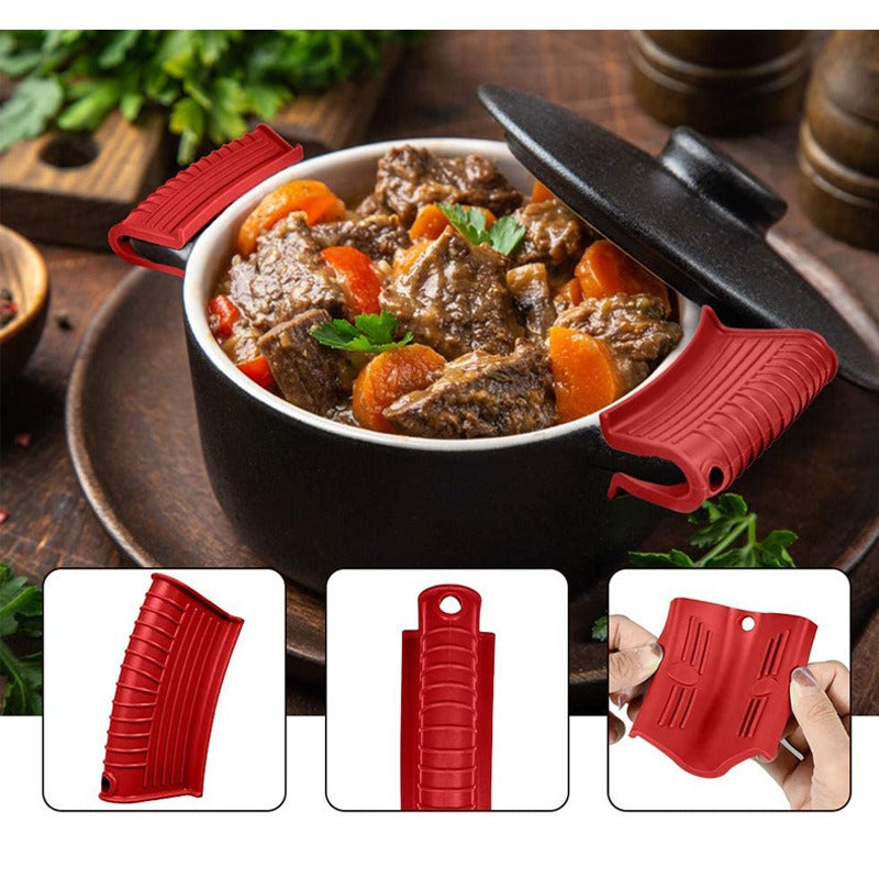 Silicone insulated pot handle sleeve set high-temperature resistant and anti slip pot ear clip anti scald hand clip - V.I.P Digital Presence