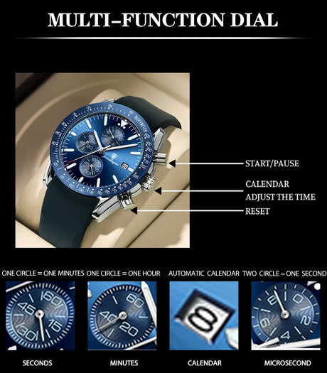 Multi functional waterproof night light men's watch quartz watch - V.I.P Digital Presence