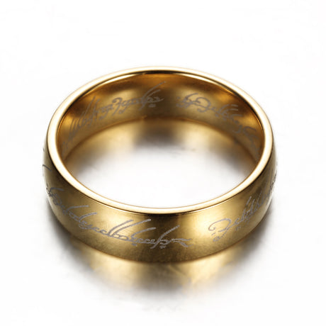 European and American movie peripheral laser Arabic font ring The Lord of the Rings stainless steel 6MM ring personality - V.I.P Digital Presence
