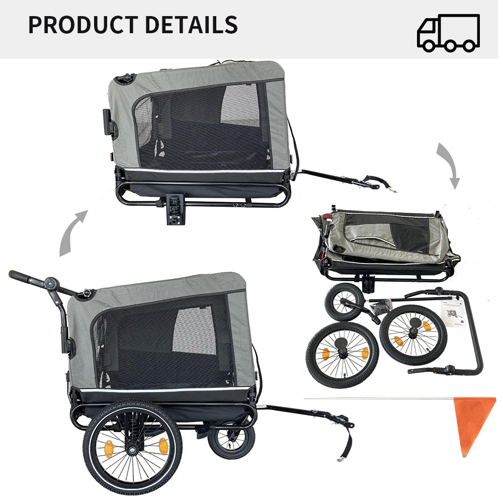 Outdoor Heavy Duty Foldable Utility Pet Stroller Dog Carriers Bicycle Trailer - V.I.P Digital Presence