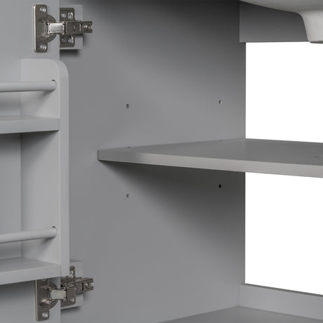 30inchgrey Bathroom Vanity with Sink ComboMulti-functional Bathroom Cabinet with Doors and Drawer Solid Frame and MDF Board - V.I.P Digital Presence