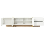 Luxury Fluted TV Stand for TVs Up to 80'', Modern Entertainment Center with Storage Cabinets & Drawer White - V.I.P Digital Presence