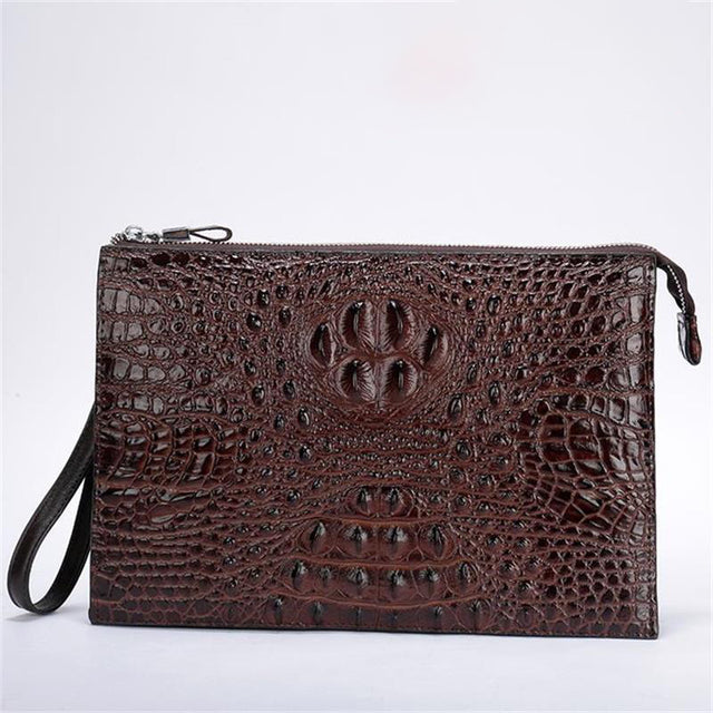 A4 Men's Genuine Leather Underarm Bag Zipper Cowhide Crocodile Pattern Men's Mobile Phone Bag - V.I.P Digital Presence