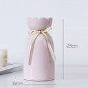 European-style creative ribbon ceramic vase dining room table dry flower arrangement table top decoration at home - V.I.P Digital Presence