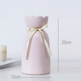European-style creative ribbon ceramic vase dining room table dry flower arrangement table top decoration at home - V.I.P Digital Presence