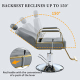 Advanced reclining hair salon chair with heavy-duty hydraulic pump, 360 ° rotation, maximum weight capacity of 400 pounds, Gray - V.I.P Digital Presence