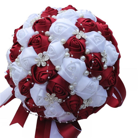 WifeLai-A Ramos De Novia Burgundy Artificial Flower Bridesmaid Wedding Bouquet - V.I.P Digital Presence