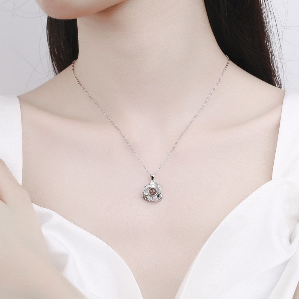 100 languages, I love you. Projection necklace, simple and fashionable, spiral pendant, collarbone chain - V.I.P Digital Presence