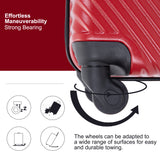 3 Piece Luggage Sets PC+ABS Lightweight Suitcase with Two Hooks Spinner Wheels (20/24/28) Red