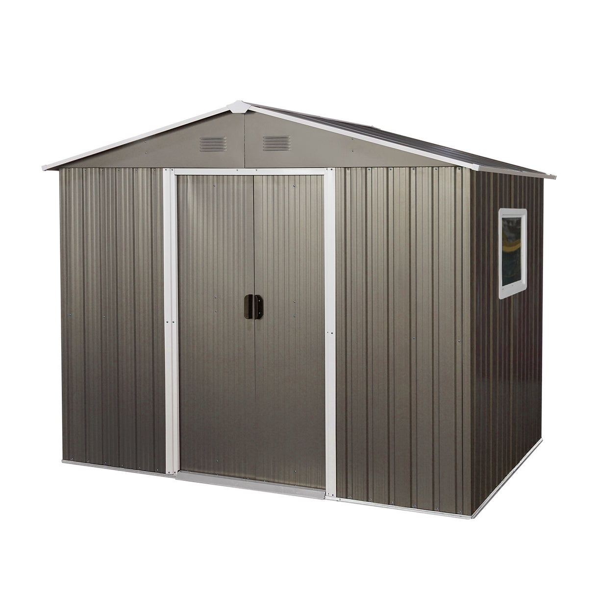 8ft x 6ft Outdoor Metal Storage Shed with Window Grey(W540S00016) - V.I.P Digital Presence