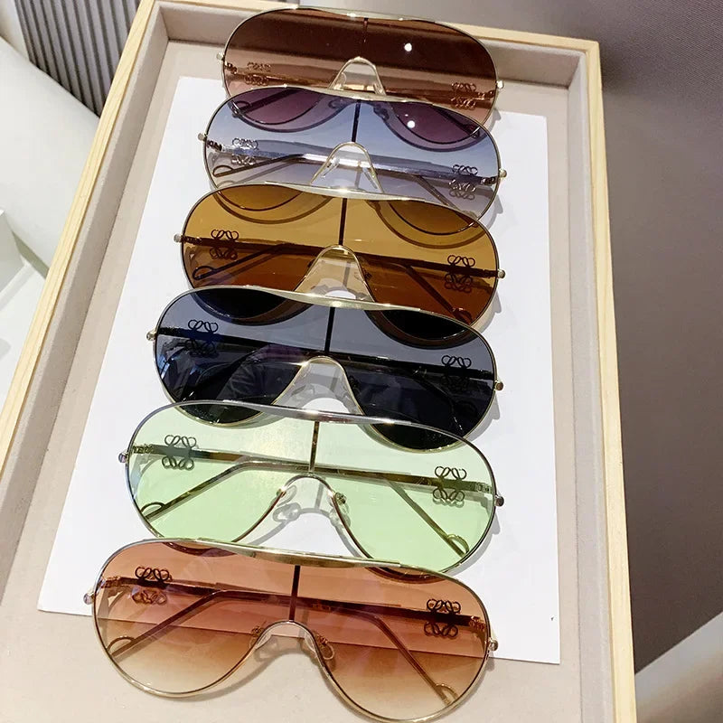Metal one-piece sunglasses, one-piece large-frame sports goggles, cycling windproof sunglasses, men's and women's advanced sense - V.I.P Digital Presence