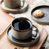 Coarse pottery coffee cup and plate set creative handmade retro coffee cup artistic cup plate milk cup - V.I.P Digital Presence