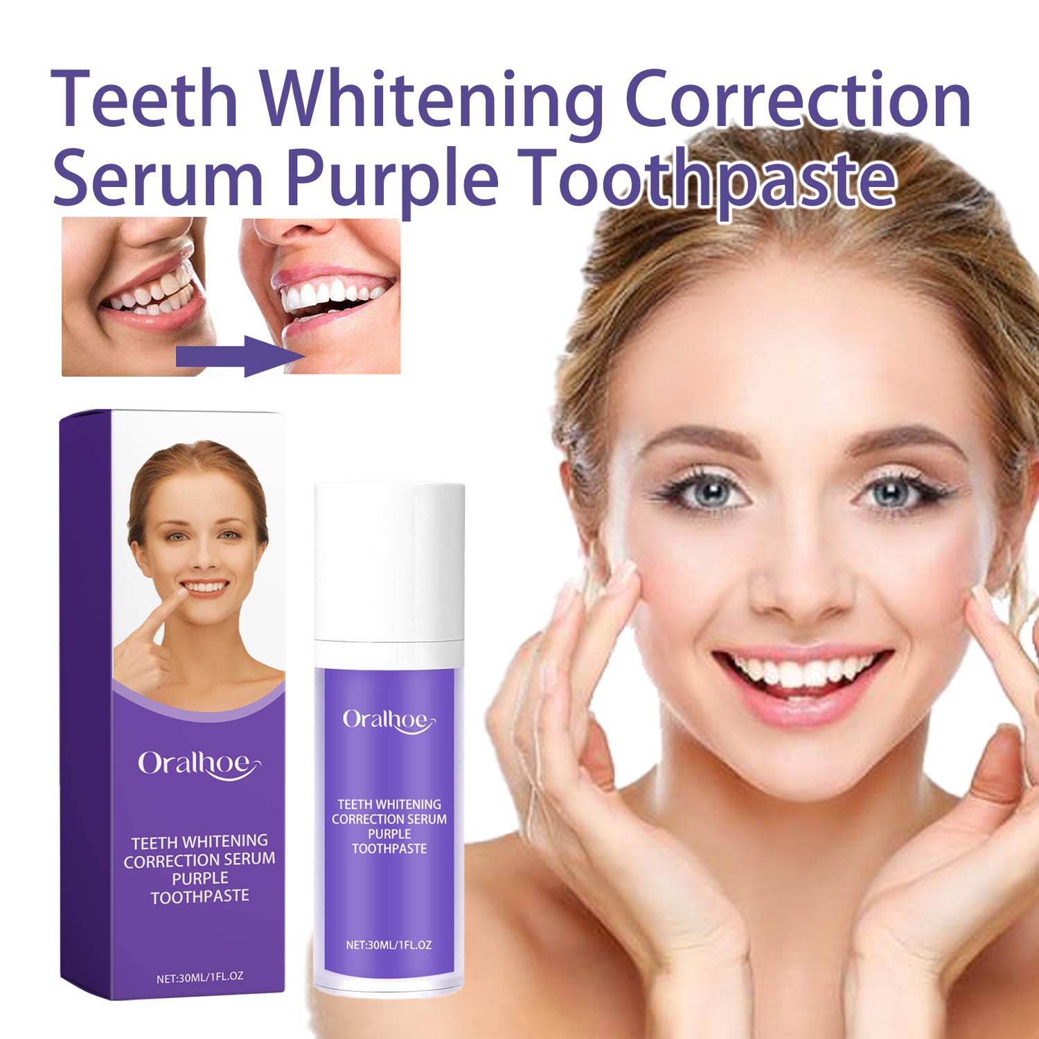 Vip Toothpaste Teeth Whitening Correction Serum Purple Toothpaste, Clean Tooth Stains ...