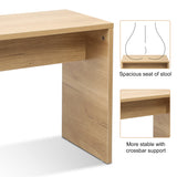 Vanity Desk Set Stool & Dressing Table with LED Lighting Mirror Drawer and Wood Cosmetic Table Chest of Drawers Nature Color - V.I.P Digital Presence