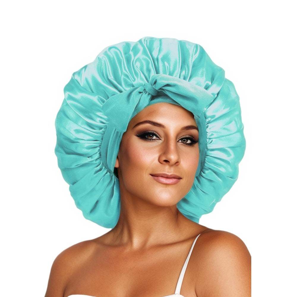 Elastic ribbon bow color Ding round hat solid color night cap wide-brimmed beauty hairdressing head scarf hat - V.I.P Digital Presence