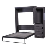Full Size Murphy Bed with Wardrobe and Drawers, Storage Bed, can be Folded into a Cabinet, Gray - V.I.P Digital Presence