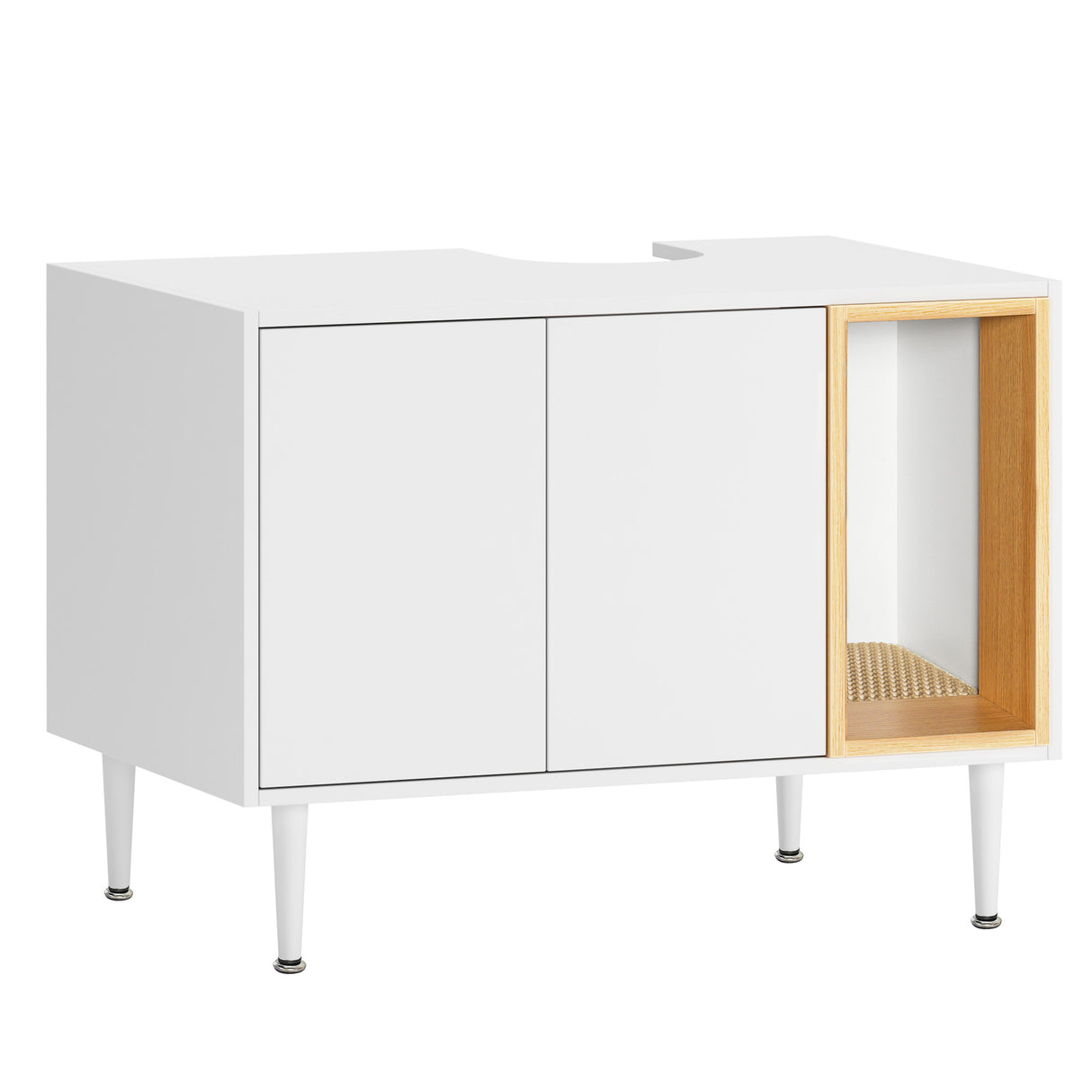 Bathroom sink cabinet, with cat trash can shell, hidden garbage pet bathroom, with partition, wooden cabinet furniture, white - V.I.P Digital Presence