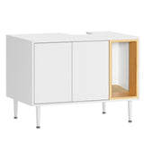 Bathroom sink cabinet, with cat trash can shell, hidden garbage pet bathroom, with partition, wooden cabinet furniture, white - V.I.P Digital Presence