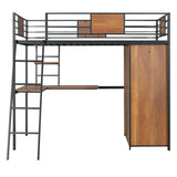 Twin Size Loft bed with L-shape Desk and Wardrobe, Black - V.I.P Digital Presence