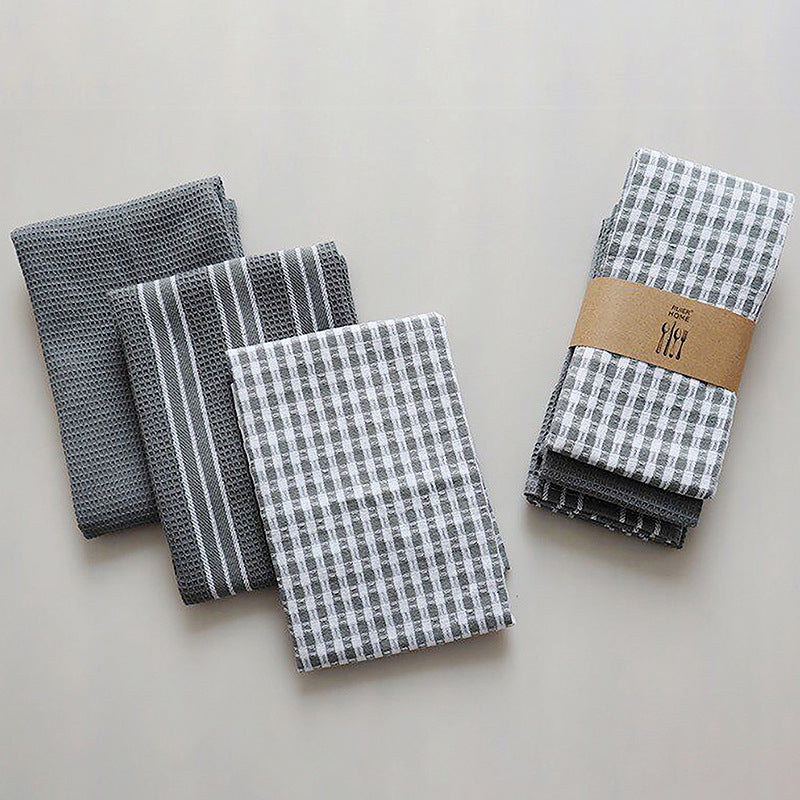 3 paños de cocina clásicos 100 % algodón natural, absorbentes y sin pelusa.