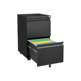 Metal 2 drawer mobile file cabinet with lock, 25.6-inch high legal/letter size file storage cabinet  black - V.I.P Digital Presence