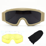 Gafas tácticas militares para aficionados al viento, equipo CS para exteriores, protección de tiro contra impactos, juego de tres lentes.