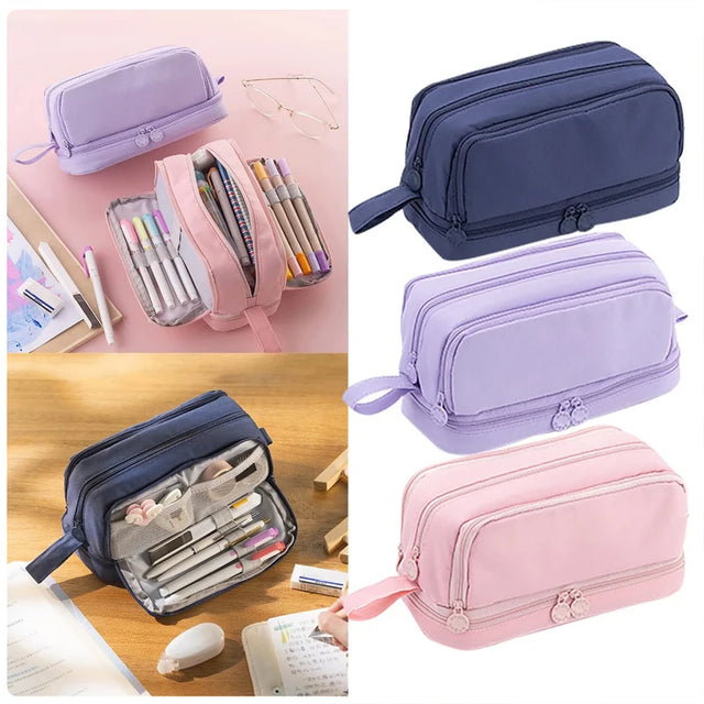 Student essential learning supplies multifunctional large capacity stationery bag pencil case - V.I.P Digital Presence