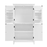 Bathroom floor storage cabinet, bathroom storage unit, 4-door independent cabinet, adjustable shelf, adaptive shelf, white - V.I.P Digital Presence