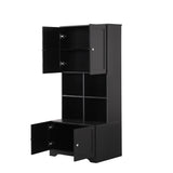 Bathroom storage cabinet, 4-door independent cabinet, adjustable shelf, open multi-layer shelf, black - V.I.P Digital Presence