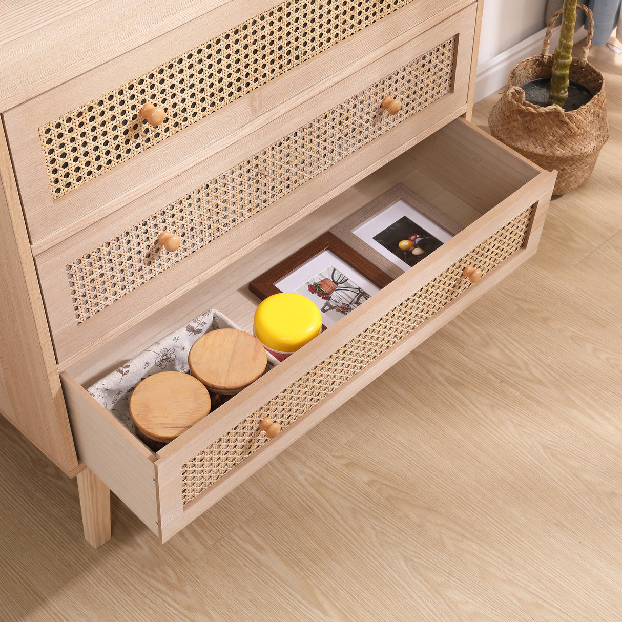 31.5 "3-Drawers Rattan Storage Cabinet Rattan Drawer,for Bedroom,Living Room,Natural - V.I.P Digital Presence