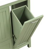 36 inch bathroom vanity with sink, one double door cabinet one large drawer and one flip drawer solid wood and MDF board, green - V.I.P Digital Presence
