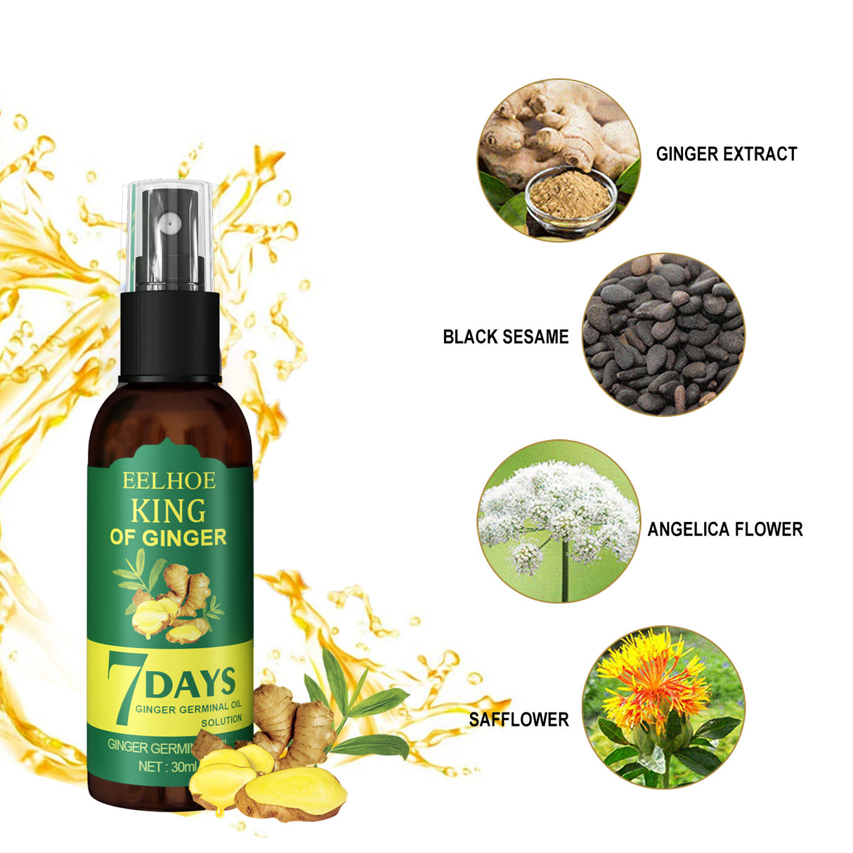 EEL Ginger Hair Spray, Strengthens Hair, Massages Scalp And Restores Hair - V.I.P Digital Presence
