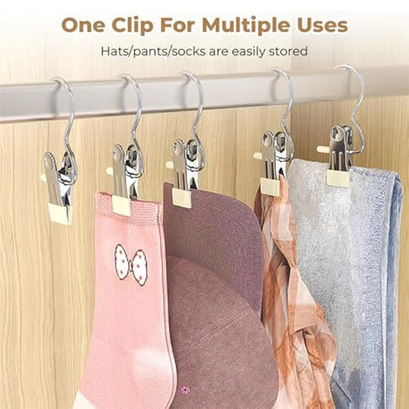 10pcs Stainless Steel Clothespins Laundry Clothes Pegs With Hook Portable Hanging Clothes Clip Wardrobe Clothes Organizer Hanger - V.I.P Digital Presence