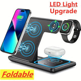Base de carga inalámbrica 3 en 1 para iPhone 14, 13, 12, 11, X, iWatch 8, 7, Airpods, plegable, 15 W, estación de carga rápida