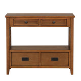 36'' Farmhouse Pine Wood Console Table Entry Sofa Table with 4 Drawers & 1 Storage Shelf (Brown) - V.I.P Digital Presence